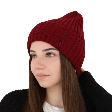Czapka zimowa damska, szara, 100% wełniana merino Ariga-10
