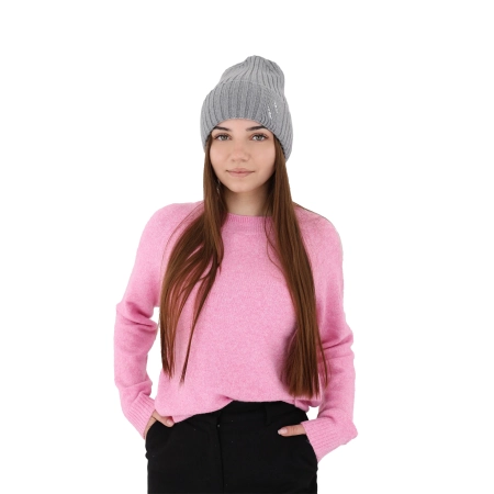 Czapka zimowa damska, szara, 100% wełniana merino Ariga-11