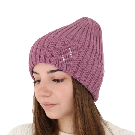 Czapka zimowa damska, szara, 100% wełniana merino Ariga-13