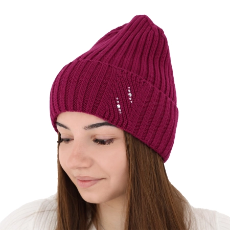 Czapka zimowa damska, szara, 100% wełniana merino Ariga-14