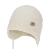 Czapka zimowa, jesienna, wiosenna dla dziewczynki, 100% wełniana merino, wiązana, kremowa Bafra-2