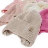 Czapka zimowa, jesienna, wiosenna dla dziewczynki, 100% wełniana merino, wiązana, kremowa Bafra-3
