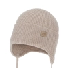 Czapka zimowa, jesienna, wiosenna dla dziewczynki, 100% wełniana merino, wiązana, beżowa Bafra-2