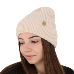 Czapka zimowa damska, różowa, 100% wełniana merino Isla-1