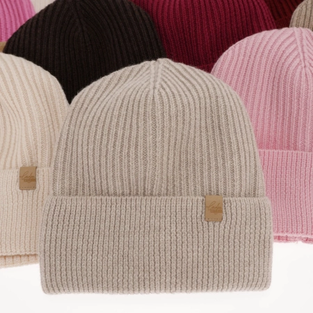 Czapka zimowa damska, różowa, 100% wełniana merino Isla-5