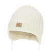Czapka zimowa dla chłopca, biała, wiązana, 100% wełniana merino, podszyta polarem merino, Buno-2