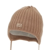 Czapka zimowa dla chłopca, camel, wiązana, 100% wełniana merino, podszyta polarem merino, Buno-2