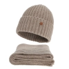 Czapka i szalik damski, zimowy komplet, beżowy, z wełną merino, Tolvia-1