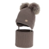 Czapka i komin dla chłopca, zimowy komplet, brązowy, 100% wełniany merino, podszyty polarem wełnianym, Riks-1