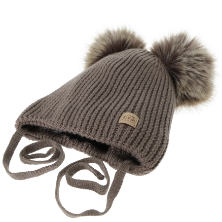Czapka i komin dla chłopca, zimowy komplet, ciemnoniebieski, 100% wełniany merino, podszyty polarem wełnianym, Riks-3