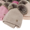 Czapka i komin dla dziewczynki, zimowy komplet, różowy, 100% wełniany merino, podszyty polarem wełnianym, Remika-2