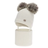 Czapka i komin dla dziewczynki, zimowy komplet, biały, 100% wełniany merino, podszyty polarem wełnianym, Remika-2