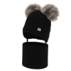 Czapka i komin dla dziewczynki, zimowy komplet, czarny, 100% wełniany merino, podszyty polarem wełnianym, Remika-2