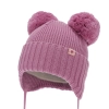 Czapka zimowa dla dziewczynki, fioletowa, 100% wełniana merino, podszyta wełnianym polarem, wiązana Kiarina-1