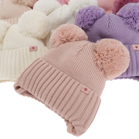 Czapka zimowa dla dziewczynki, fioletowa, 100% wełniana merino, podszyta wełnianym polarem, wiązana Kiarina-2