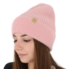 Czapka zimowa damska, różowa, 100% wełniana merino Isla-1