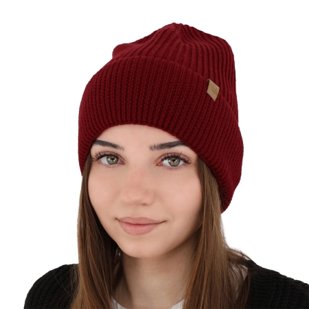 Czapka zimowa damska, różowa, 100% wełniana merino Isla-8