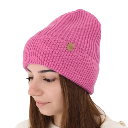 Czapka zimowa damska, różowa, 100% wełniana merino Isla-11