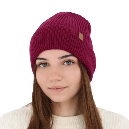 Czapka zimowa damska, różowa, 100% wełniana merino Isla-12