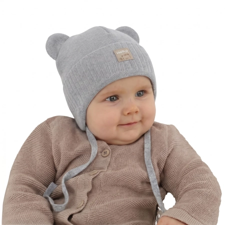 Czapka jesienna, wiosenna dla chłopca, szara, 100% bawełniana Tilo-1