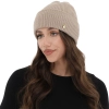 Czapka zimowa damska, beżowa, wełna merino z kaszmirem, Yami-3