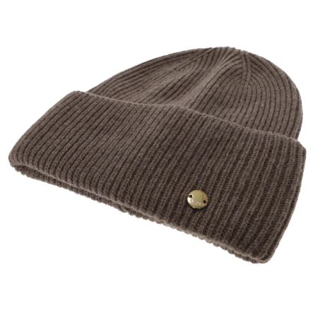 Czapka zimowa damska, jasnobeżowa, wełna merino z kaszmirem, Yami-4