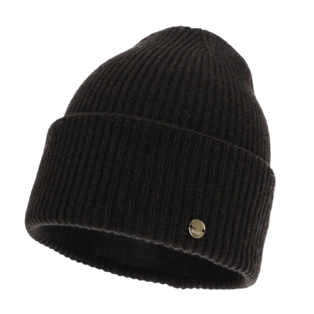 Czapka zimowa damska, ciemnobrązowa, wełna merino z kaszmirem, Yami-3