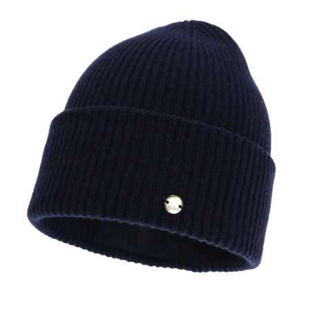 Czapka zimowa damska, granatowa, wełna merino z kaszmirem, Yami-1