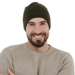 Czapka zimowa męska, khaki, z wełną merino Trento-1
