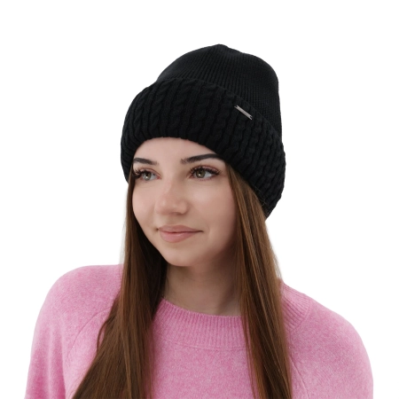 Czapka zimowa damska, różowa, z wełną merino Febe-5