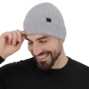 Czapka męska jesienna, wiosenna, jasnoszara, 100% wełniana merino, bezszwowa Foggy-1