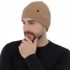 Czapka zimowa męska, camel, z wełną merino Darino-3