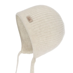 Czapka jesienna, wiosenna dla chłopca, wełna merino z kaszmirem, wiązana, jasnobeżowa Pelmo-1