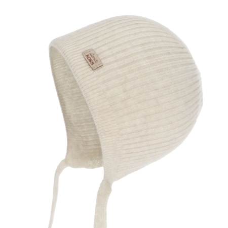 Czapka jesienna, wiosenna dla chłopca, wełna merino z kaszmirem, wiązana, jasnobeżowa Pelmo-1