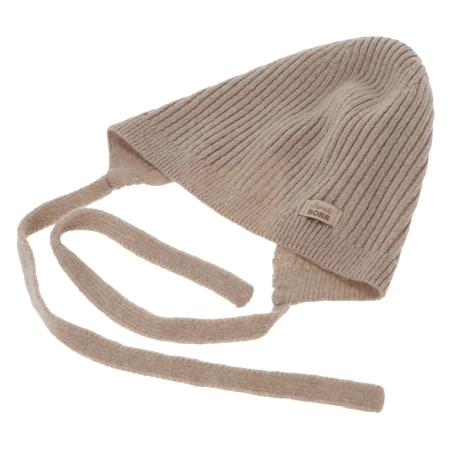 Czapka jesienna, wiosenna dla chłopca, wełna merino z kaszmirem, wiązana, jasnobeżowa Pelmo-4