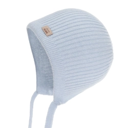 Czapka jesienna, wiosenna dla chłopca, wełna merino z kaszmirem, wiązana, błękitna Pelmo-1
