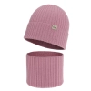 Czapka i komin dla dziewczynki, jesienny, wiosenny komplet, fioletowy, 100% wełniany merino, Altai-2