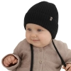 Czapka jesienna, wiosenna dla chłopca, 100% wełniana merino, czarna Wasimo-1