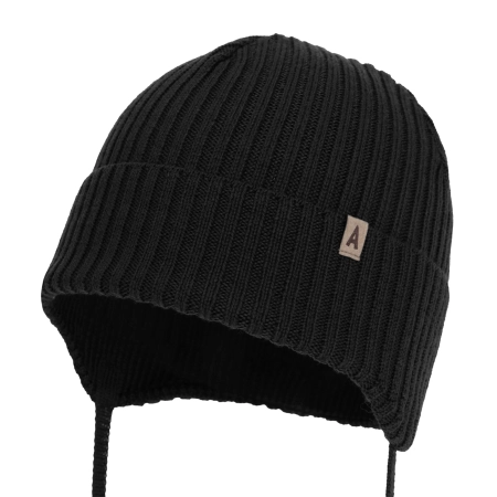 Czapka jesienna, wiosenna dla chłopca, 100% wełniana merino, czarna Wasimo-2