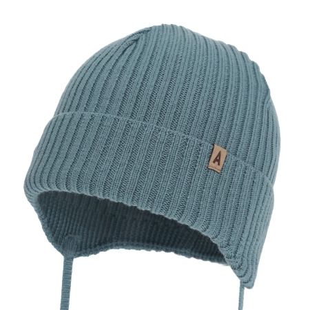 Czapka jesienna, wiosenna dla chłopca, 100% wełniana merino, niebieska Wasimo-2
