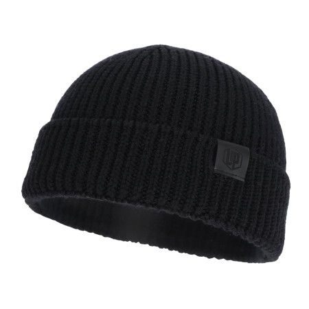 Czapka zimowa męska dokerka, czarna, 100% wełniana merino, bezszwowa Smoky-2