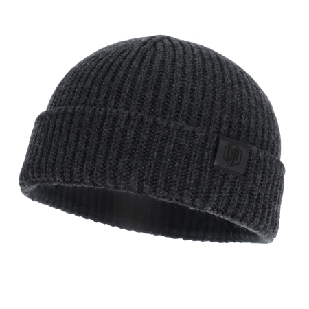 Czapka zimowa męska dokerka, ciemnoszara, 100% wełniana merino, bezszwowa Smoky-2