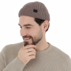 Czapka zimowa męska dokerka, beżowa, 100% wełniana merino, bezszwowa Smoky-3