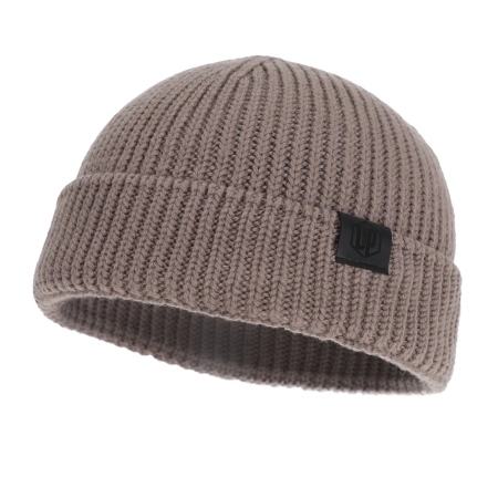 Czapka zimowa męska dokerka, beżowa, 100% wełniana merino, bezszwowa Smoky-2