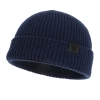 Czapka zimowa męska dokerka, granatowa, 100% wełniana merino, bezszwowa Smoky-1