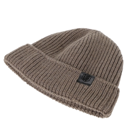 Czapka zimowa męska dokerka, granatowa, 100% wełniana merino, bezszwowa Smoky-3