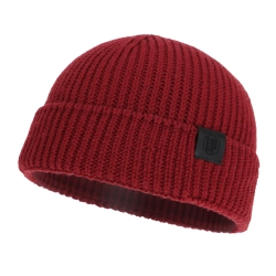 Czapka zimowa męska dokerka, bordowa, 100% wełniana merino, bezszwowa Smoky-1