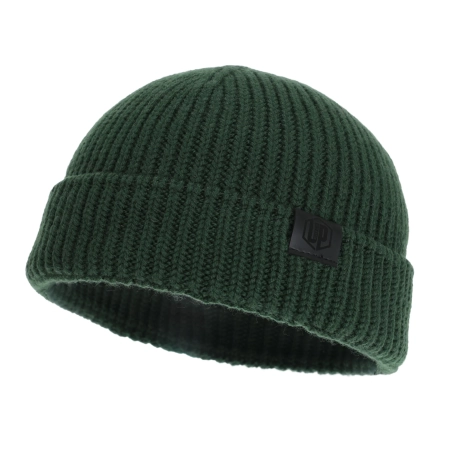 Czapka zimowa męska dokerka, zielona, 100% wełniana merino, bezszwowa Smoky-2