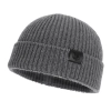 Czapka zimowa męska dokerka, szara, 100% wełniana merino, bezszwowa Smoky-1