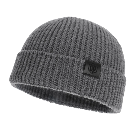 Czapka zimowa męska dokerka, szara, 100% wełniana merino, bezszwowa Smoky-1